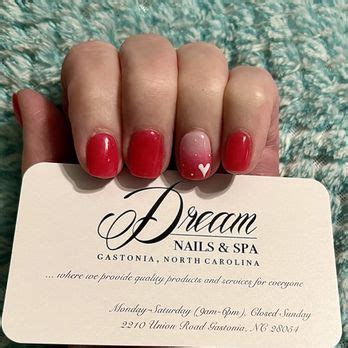 Dream nails gastonia - Login or create an account to update your contact information, view your appointments, book appointments, change appointments at Dream Nails Book an appointment online now with Dream Nails we offer in Gastonia, NC 